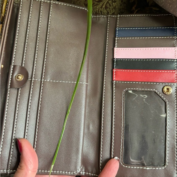 GENUINE Colorblock pebbled leather/texture snap trifold wallet/ID - Picture 10 of 10